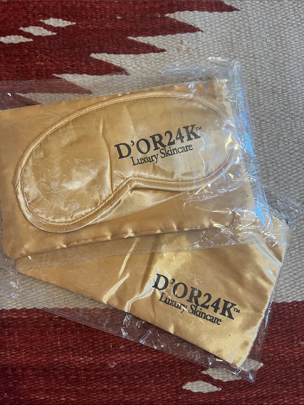 D'Or Skincare Gold Satin Eye Mask and Two Pouches